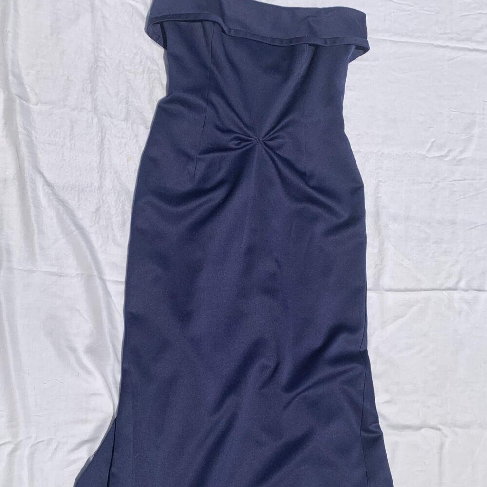 Navy Blue Strapless Evening Gown, Size 16,